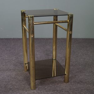 Goudkleurige Hollywood Regency rookglazen bijzettafel, zuil