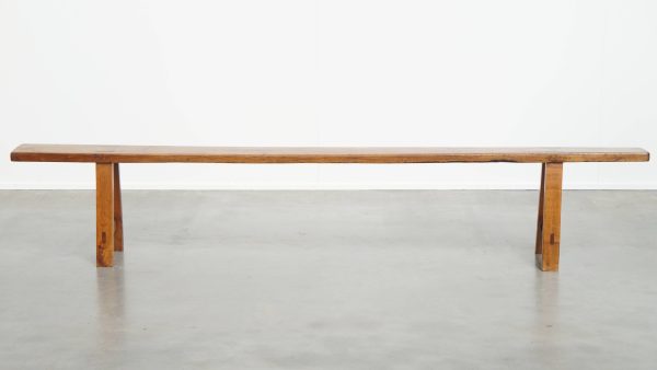 Tijdloze antieke Franse hal bank/ bankje voor aan de eettafel met prachtige kleuren - Afbeelding 2