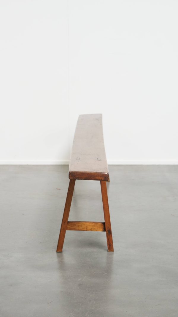 Tijdloze antieke Franse hal bank/ bankje voor aan de eettafel met prachtige kleuren - Afbeelding 3