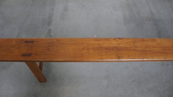 Tijdloze antieke Franse hal bank/ bankje voor aan de eettafel met prachtige kleuren - Afbeelding 6
