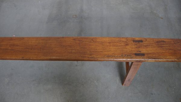 Tijdloze antieke Franse hal bank/ bankje voor aan de eettafel met prachtige kleuren - Afbeelding 7
