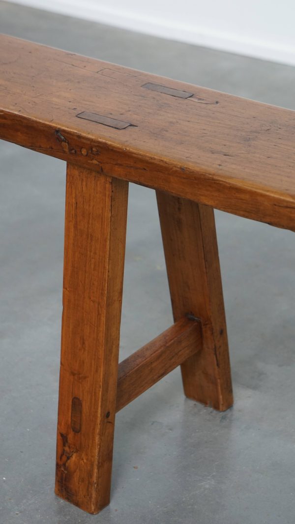 Tijdloze antieke Franse hal bank/ bankje voor aan de eettafel met prachtige kleuren - Afbeelding 8