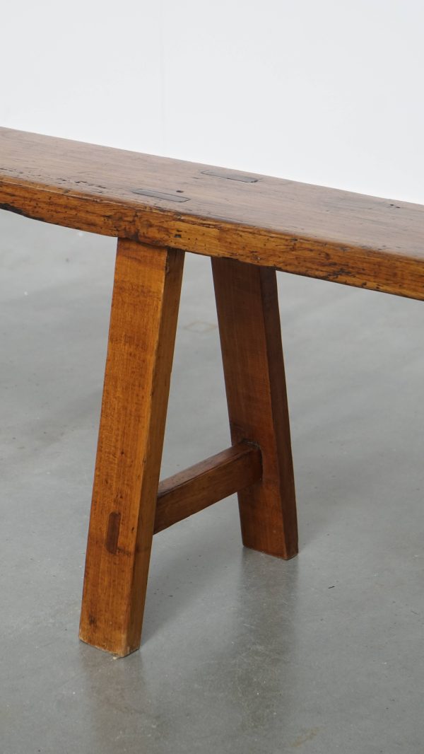 Tijdloze antieke Franse hal bank/ bankje voor aan de eettafel met prachtige kleuren - Afbeelding 9