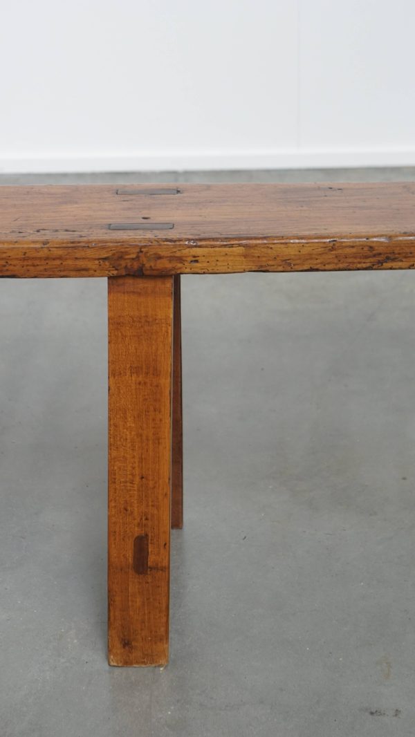 Tijdloze antieke Franse hal bank/ bankje voor aan de eettafel met prachtige kleuren - Afbeelding 10