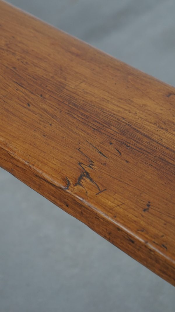 Tijdloze antieke Franse hal bank/ bankje voor aan de eettafel met prachtige kleuren - Afbeelding 12