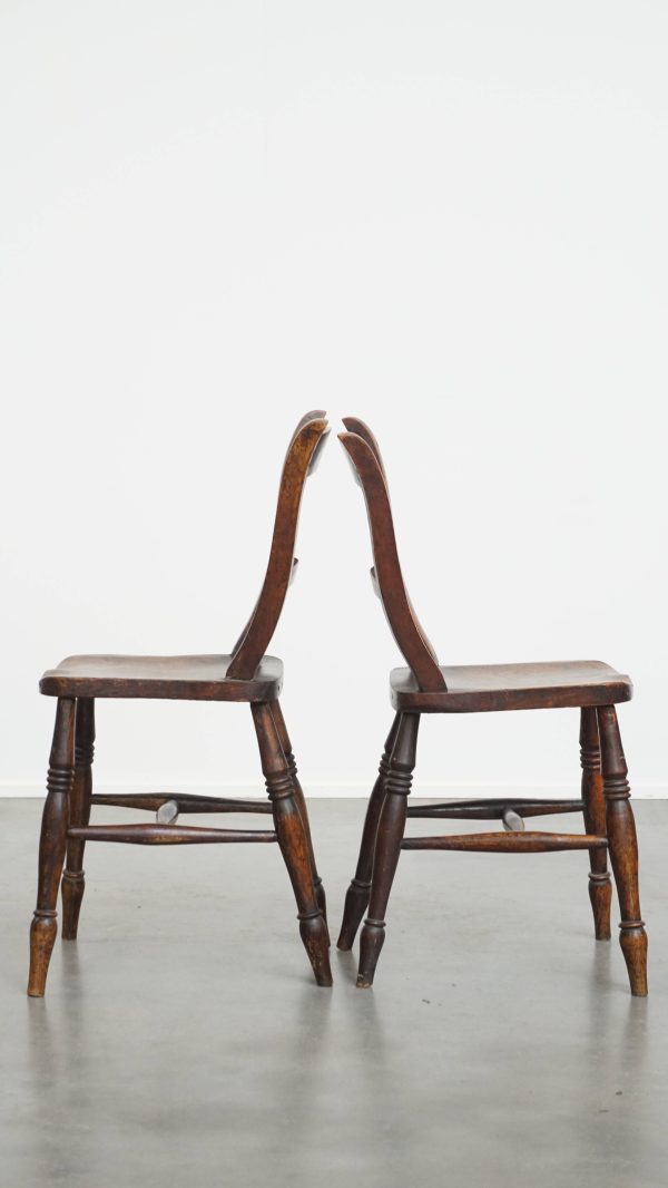 Tijdloze elegante set van 12 antieke Engelse Oxford eetkamer/ keuken stoelen met een warme kleurstelling - Afbeelding 5