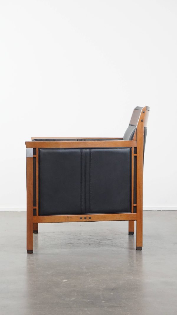 In goede staat verkerende zwarte Art Deco Schuitema design fauteuil uit de Decoforma serie - Afbeelding 5