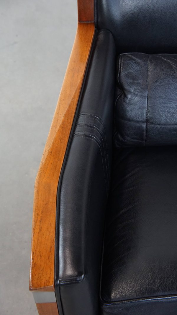 In goede staat verkerende zwarte Art Deco Schuitema design fauteuil uit de Decoforma serie - Afbeelding 7