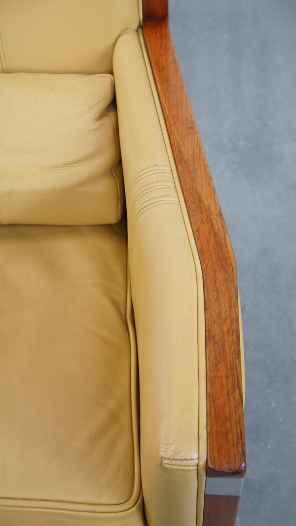 Prachtige Art Deco Schuitema design fauteuil in geel leer met een hoge rug uit de Decoforma serie - Afbeelding 8