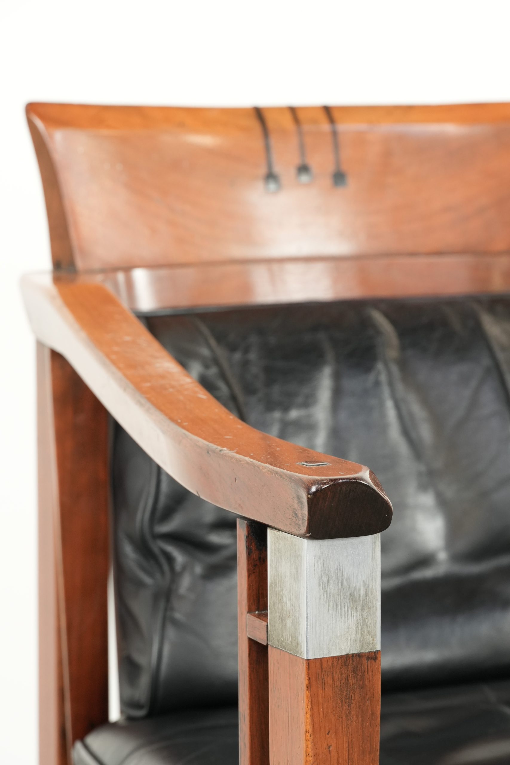 Luxe zwart lederen Schuitema Art Deco design eetkamer/ bijzet/ bureaustoel uit de Decoforma serie met armleuningen - Afbeelding 10