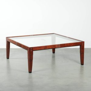 Prachtige en unieke vierkante Art Deco design salontafel van Schuitema uit de Decoforma serie met een glazen blad