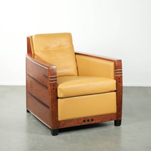 Luxe en in goede staat verkerende gele Art Deco design fauteuil van Schuitema, model Frank,  uit de Decoforma serie