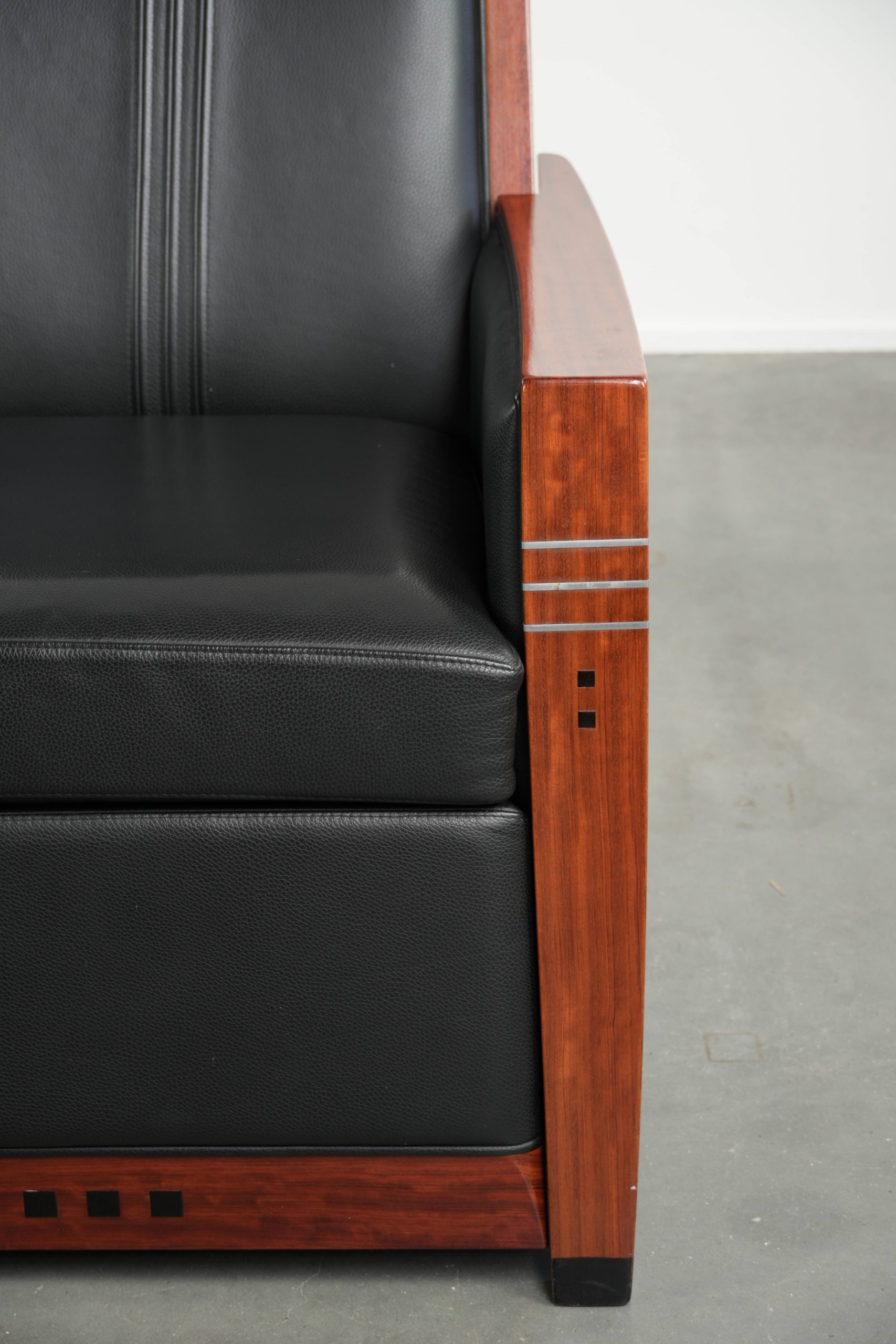 Luxe elektrisch verstelbare Schuitema Art Deco design relaxfauteuil uit de Decoforma serie met zwart rundleer - Afbeelding 12