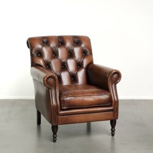 Zeer mooie en in goede staat verkerende chesterfield armchair met warme en luxe kleuren