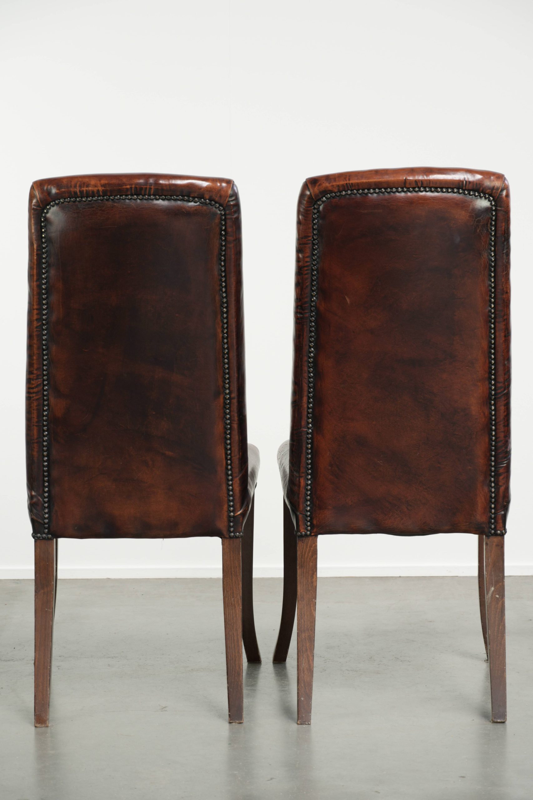 Prachtige karaktervolle set van 6 schapenleren eetkamerstoelen met de mooiste kleuren en een tijdloos design - Afbeelding 4