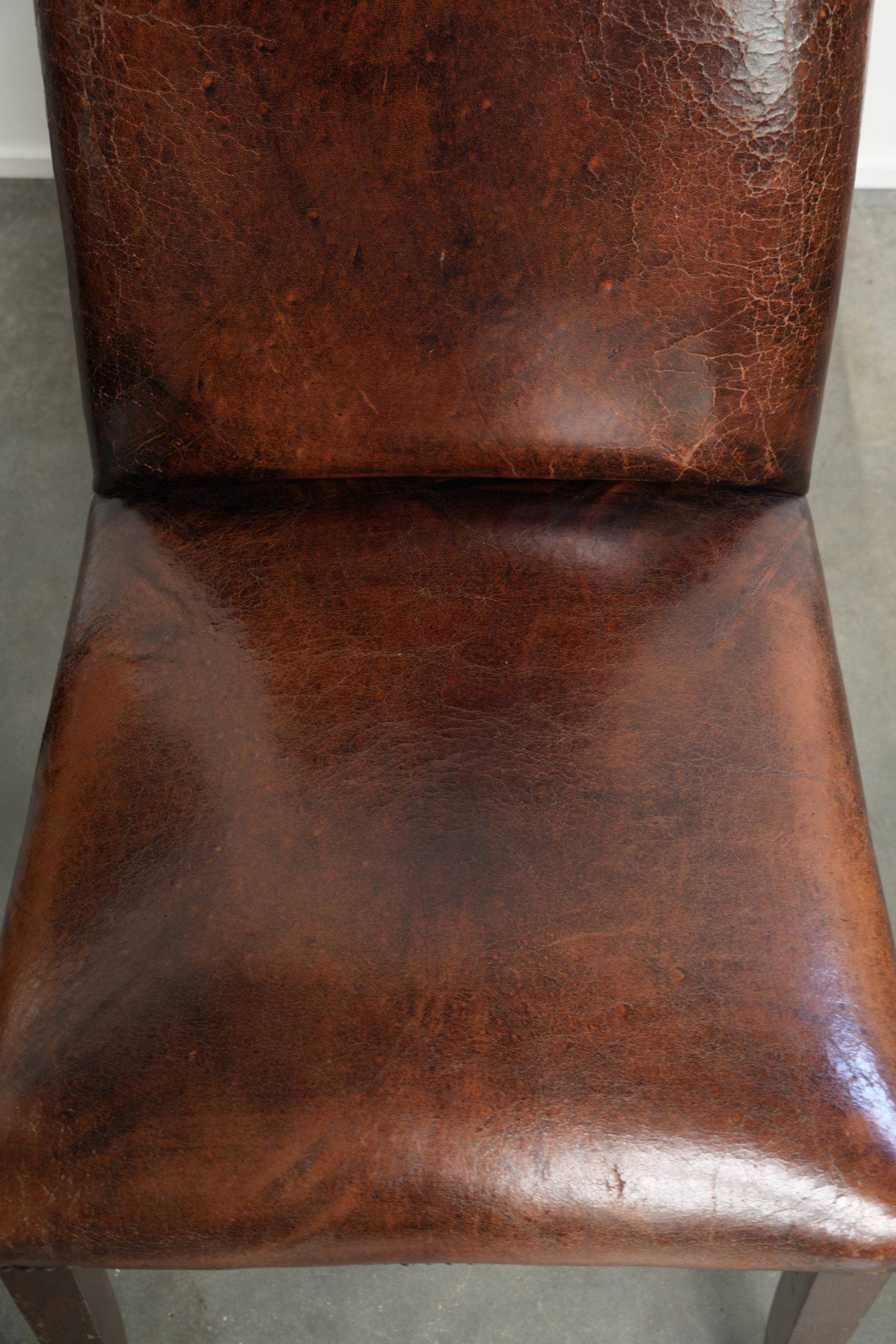 Prachtige karaktervolle set van 6 schapenleren eetkamerstoelen met de mooiste kleuren en een tijdloos design - Afbeelding 10