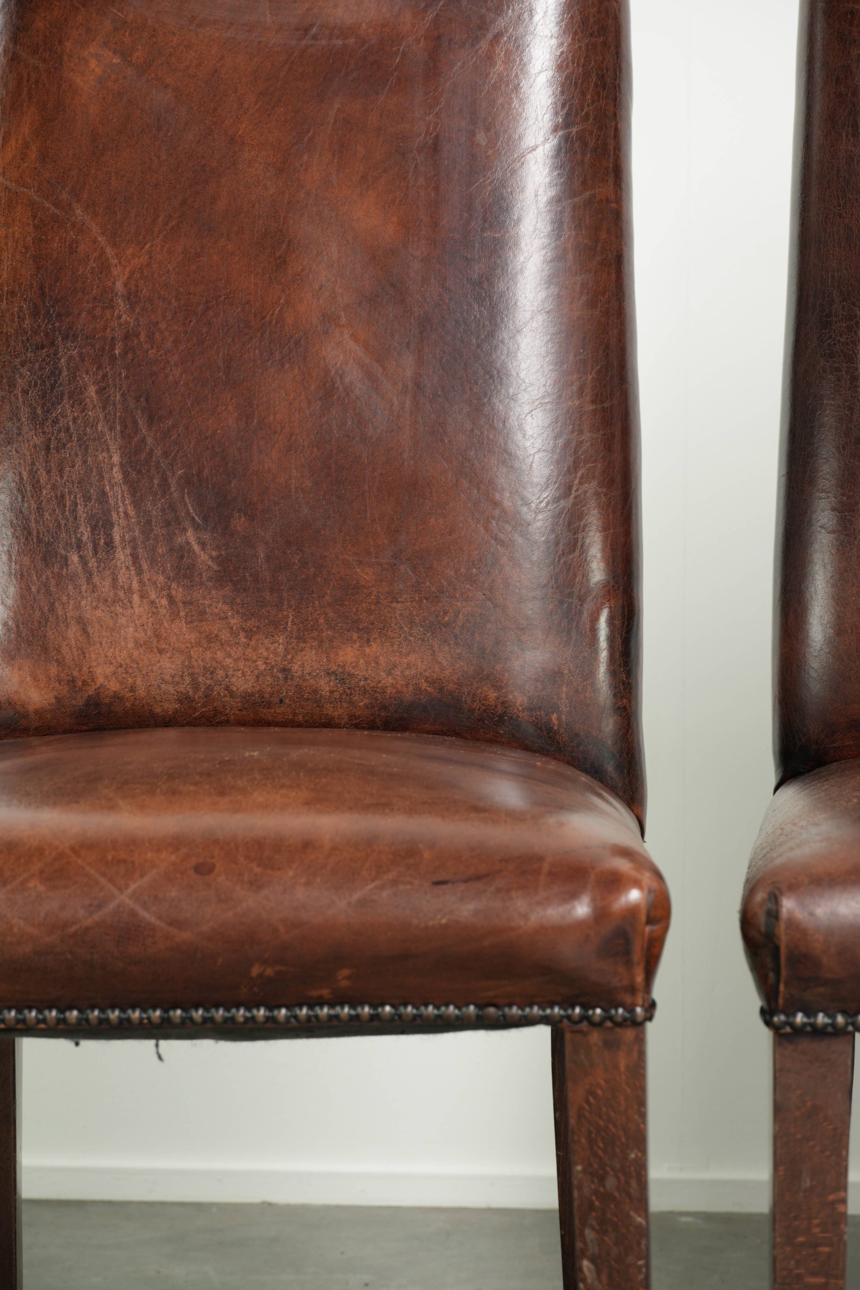 Prachtige karaktervolle set van 6 schapenleren eetkamerstoelen met de mooiste kleuren en een tijdloos design - Afbeelding 15
