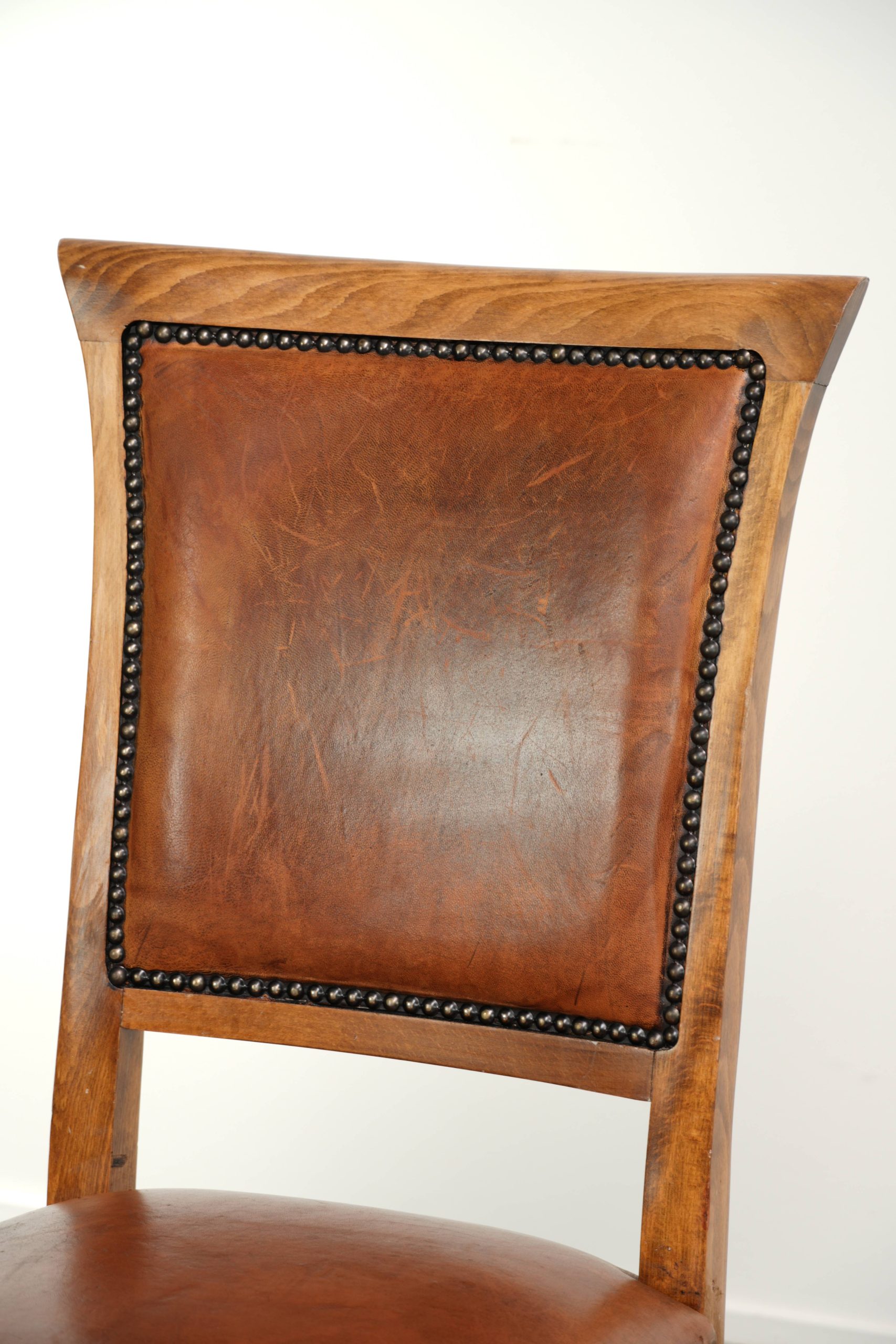 Set van 6 schapenleren eetkamerstoelen in een warme cognac kleur afgewerkt met siernagels - Afbeelding 12