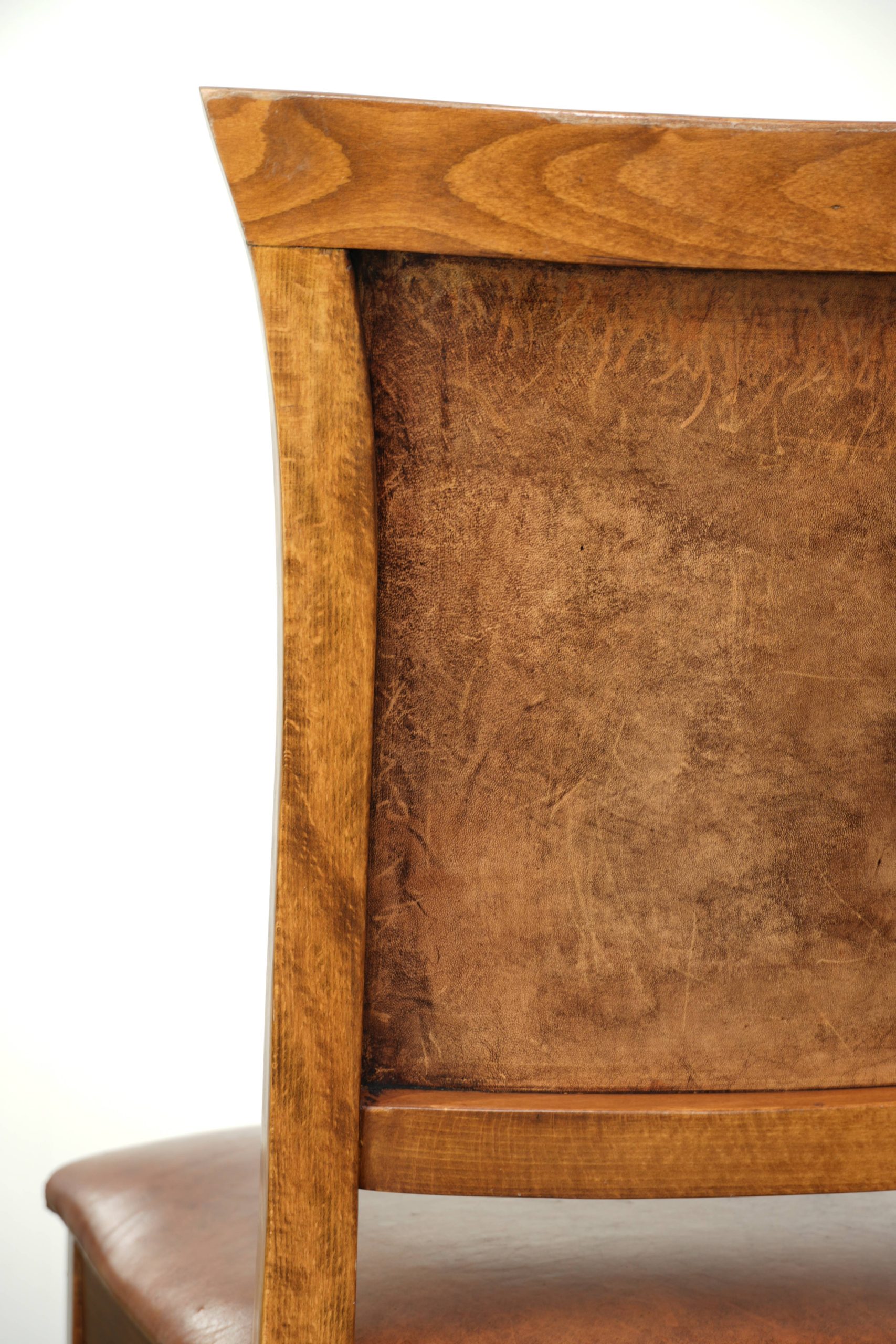 Set van 6 schapenleren eetkamerstoelen in een warme cognac kleur afgewerkt met siernagels - Afbeelding 16
