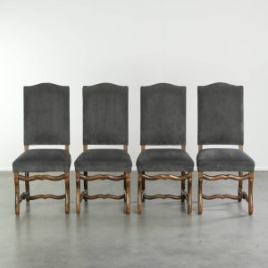 Set van 6 Os de Mouton eetkamerstoelen uit eind 19e eeuw met een stoffen zitting en een luxe uitstraling