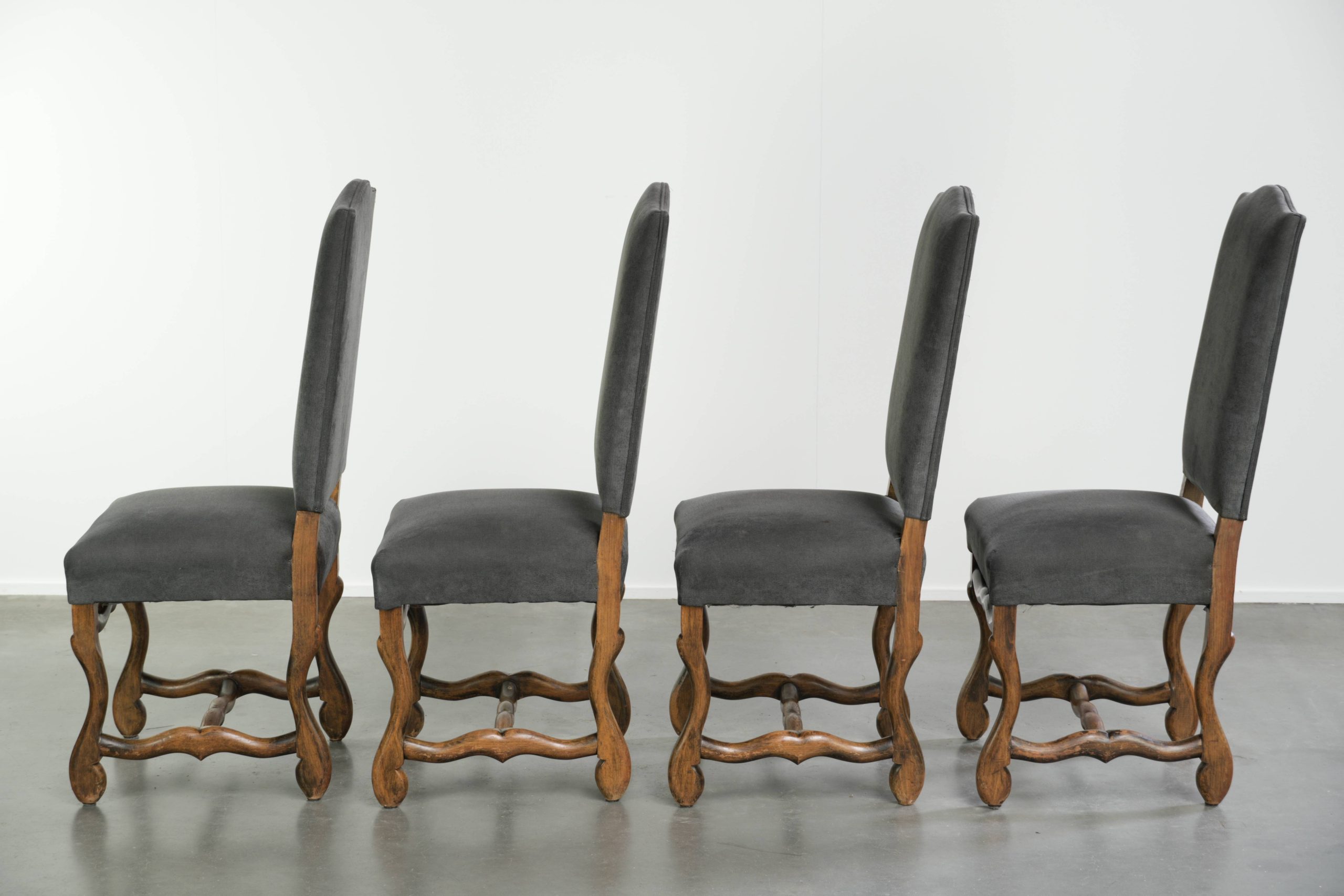 Set van 4 Os de Mouton eetkamerstoelen uit eind 19e eeuw met een stoffen zitting en een luxe uitstraling - Afbeelding 4