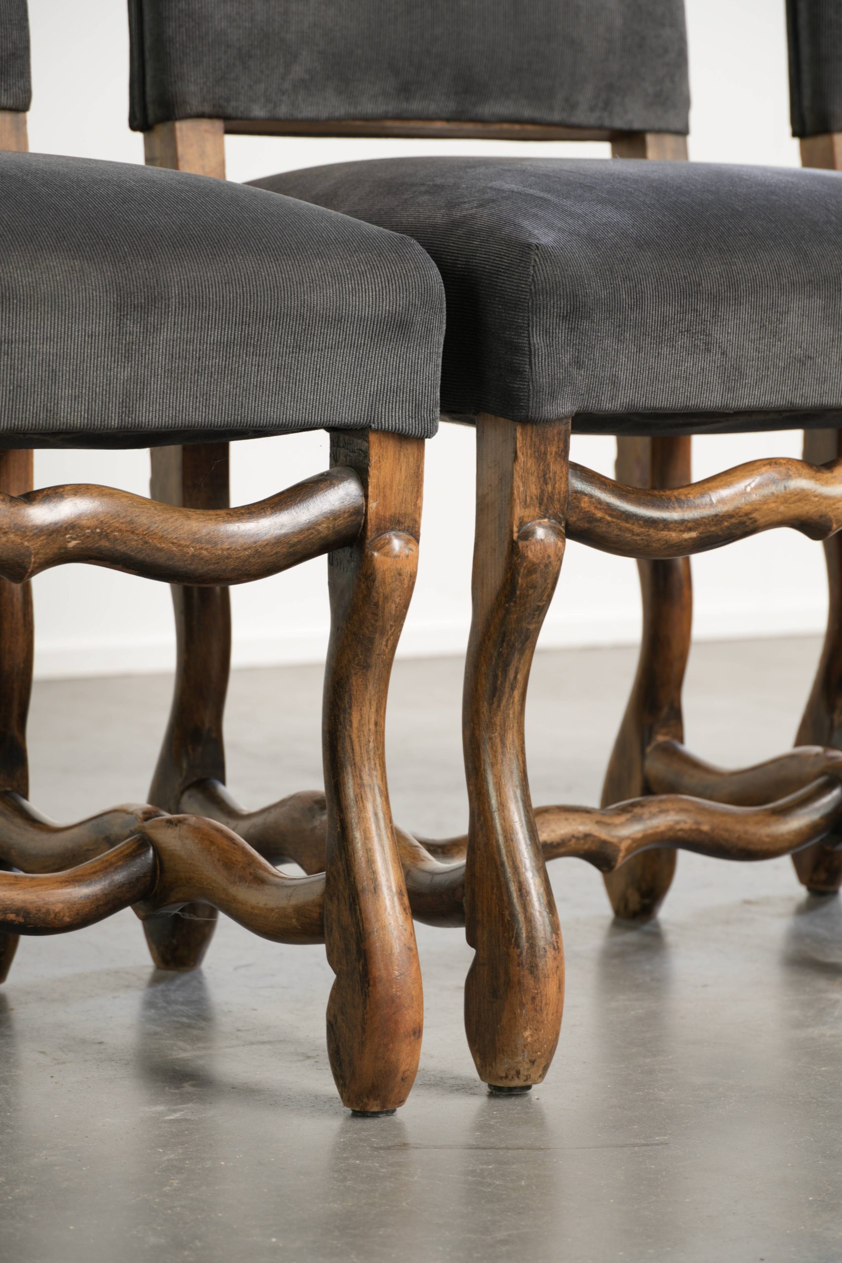 Set van 4 Os de Mouton eetkamerstoelen uit eind 19e eeuw met een stoffen zitting en een luxe uitstraling - Afbeelding 11
